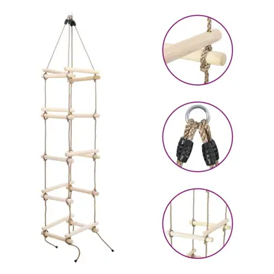 vidaXL Kids Rope Ladder 200cm Wood Baby Hanging Ladders Swing Climbing Wall