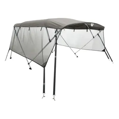 (anthracite grey and black, x (170-182) cm/with mesh) vidaXL 3-bow Bimini Top with Sidewalls UV-