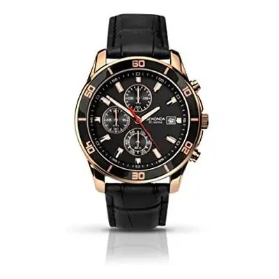 Sekonda Men's Quartz Watch with Black Dial Chronograph Display and Black Leather Strap 1051.27