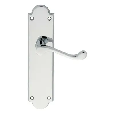 PAIR Victorian Scroll Handle on Latch Backplate x 49mm Polished Chrome