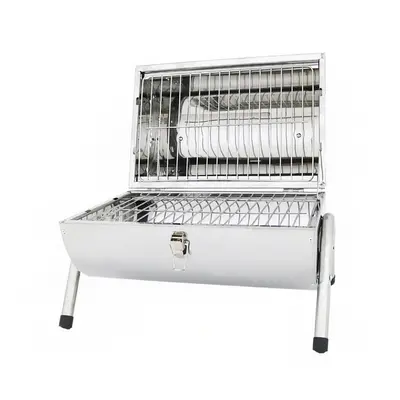 Oypla Portable Camping Stainless Steel Barrel BBQ Charcoal Barbecue Table Top