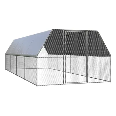 vidaXL Chicken Cage Chicken Run Cage Chicken Coop Hen House Galvanised Steel