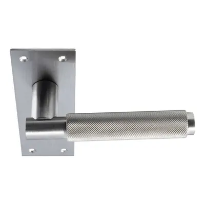 PAIR Knurled Round Handle on Slim Lock Backplate x 50mm Satin Nickel