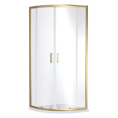 Ruwa 6mm Toughened Safety Glass Quadrant Shower Enclosure - x x 900mm - Brushed Brass - Balterle