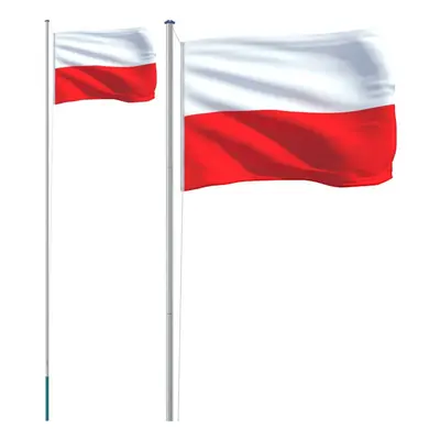 vidaXL Poland Flag and Pole Flagpole Decoration Flag Pole Kit Flag Aluminium