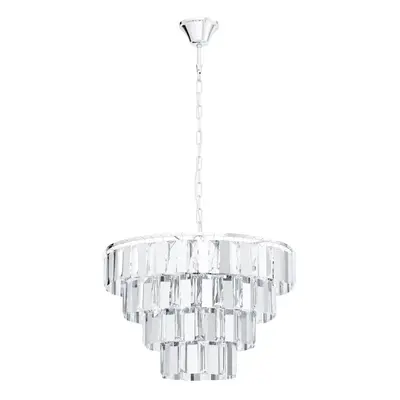 Pendant Ceiling Light Colour Chrome Shade Clear Crystal Bulb E14 7x40W