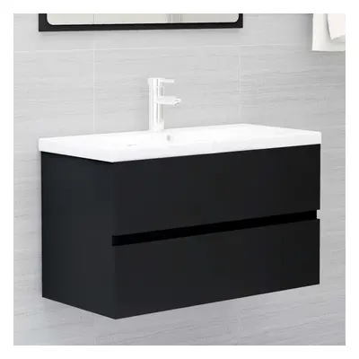 vidaXL Sink Cabinet Black Chipboard Bathroom Cupboard Storage Rack Organiser