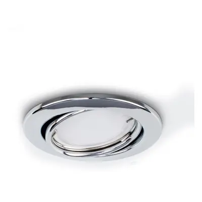 Pack of Fire Rated Polished Chrome Tiltable GU10 Recessed Ceiling Downlights - Complete with 5w 