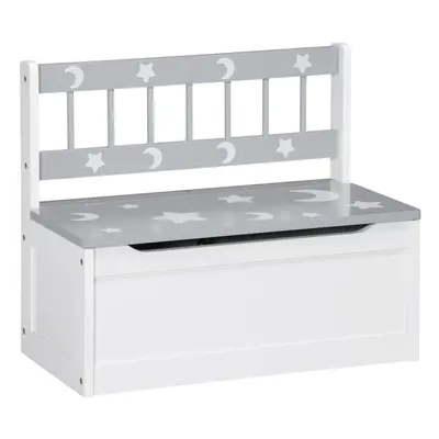 ZONEKIZ Two-In-One Wooden Kids Storage Bench, Toy Box w/ Safety Rod - Grey