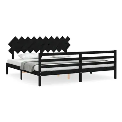 (black, x cm) vidaXL Bed Frame Platform Bed with Headboard Black Small Single Solid Wood