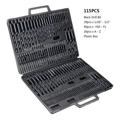 () 21/29/115 Pcs Titanium Coating Quick Change Twist Drill Set Individual HSS Drill Bits 1/16"-1