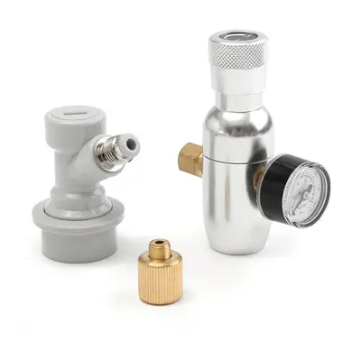 (A: 0-60PSI) Mini CO2 Charger 60/150 PSI Homebrew Kegging Pressure Reducing Valve Ball Lock