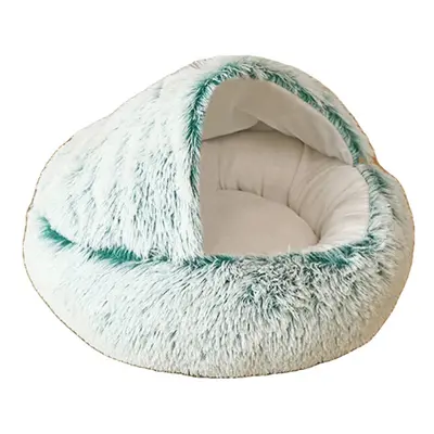 (Gradient green, 50cm) 50/65CM Multi-color PP Cotton Round Soft Pet Warm Mat Dirt-resistant Slee