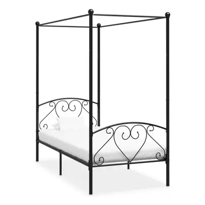 vidaXL Canopy Bed Frame Black Metal 100x200cm Single Base Bedroom Furniture