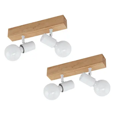 2 PACK Spot Wall Flush Ceiling Light Colour Brown White Shade E27 2x60W