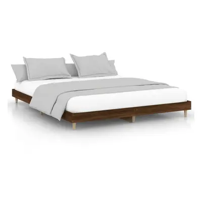 (brown oak, x cm) vidaXL Bed Frame Home Bedroom Bed Base Bedstead Platform Bed Engineered Wood