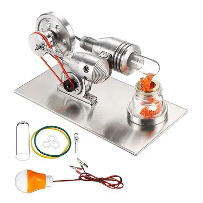 Stainless Mini Hot Air Stirling Engine Motor Model Educational Toy Kit