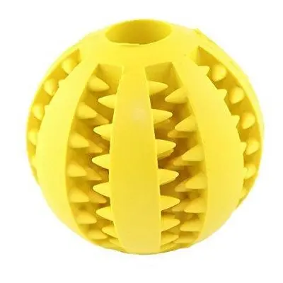 (Yellow) IQ Treat Ball Rubber Dog Balls Toys with Bite Resistant Soft Rubber