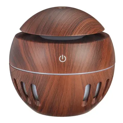 (A) USB Mini Wood Grain Air Humidifier Aroma Essential Oil Diffuser Colors LED Lights