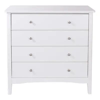 White Chest of Drawers Drawer Bedroom Storage Metal Handles Runners