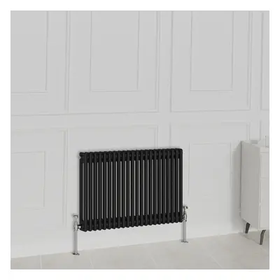 (600x1010mm-2 Column, Black) NRG Traditional Radiator Horizontal Vertical Cast Iron Style Double