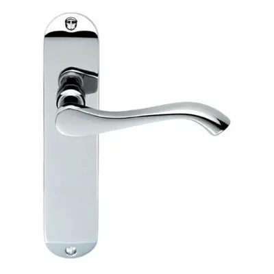 PAIR Curved Handle on Chamfered Latch Backplate x 40mm Polished Chrome