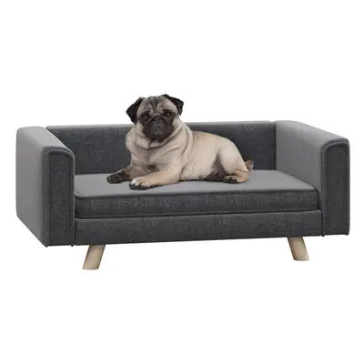 PawHut Elevated Dog Sofa Bed with Cushion for Medium and Small Dogs, Grey