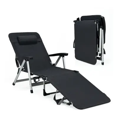 Folding Chaise Lounge Positions Adjustable Recliner Camping Cot