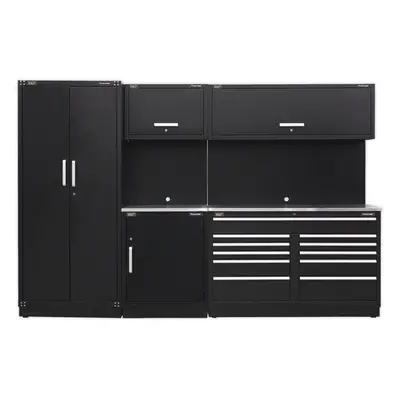 All-in-One 3.3m Garage Storage System - Modular Units - Stainless Steel Worktop