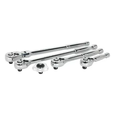 5 Piece Flip Reverse Ratchet Wrench Set - 3/8 Inch Sq Drive - Pear-Head Design