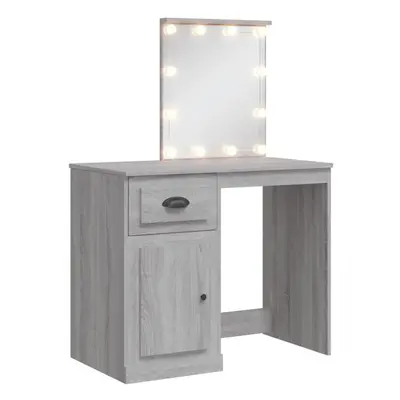 (grey sonoma) vidaXL Dressing Table with LED Lights Makeup Table Vanity Desk Cosmetic Table