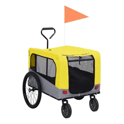 vidaXL 2-in-1 Pet Bike Trailer and Jogging Stroller Carrier Yellow and Grey