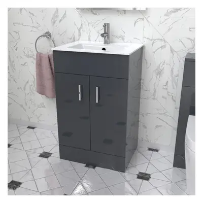 Nes Home Nanuya mm Anthracite Ultra Slim Basin Vanity Unit