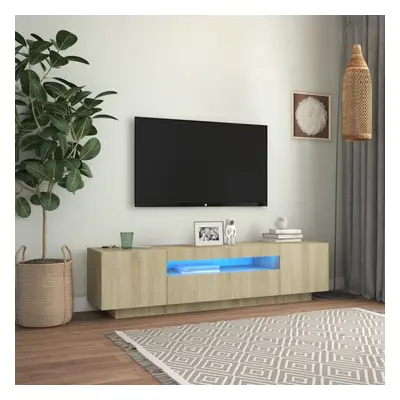 vidaXL TV Cabinet with LED Lights Sonoma Oak 160x35x40 cm Hifi Cabinet TV Unit