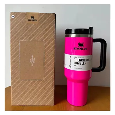 (Neon Rose Pink (40oz)) 40oz Stanley Quencher H2.0 Tumbler Handle Straw Insulated Bottle Cup Mug