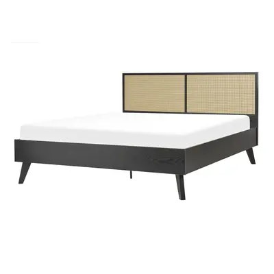 Bed MONPAZIER x cm (EU King Size) Rattan Black