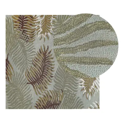 Wool Area Rug x cm Plant Motif VIZE