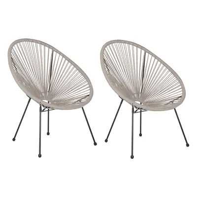 Set of Garden Chairs ACAPULCO II PE Rattan Light Grey