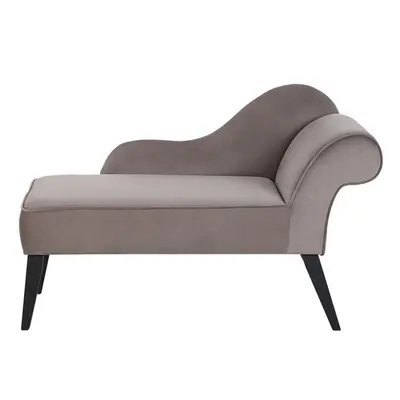 Right Hand Velvet Chaise Lounge Taupe BIARRITZ