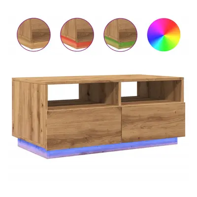 (artisan oak, x x cm) vidaXL Coffee Table with LED Lights Hallway Accent End Table Side Sofa Tab