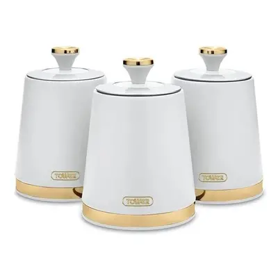 TOWER White Canisters Set Cavaletto Storage Jars Kitchen Set Tea Coffee Sugar