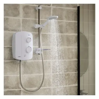 Triton Silent Thermostatic Electric Power Shower Bathroom White Chrome TAS2000SR