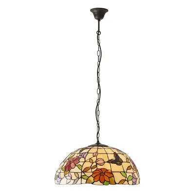 Tiffany Glass Hanging Ceiling Pendant Light Bronze Chain Butterfly Shade i00089