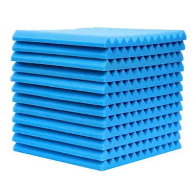 (Blue) 12pcs 30x30x2.5cm Acoustic Foam Soundproof Studio Soundproofing Panels Cinema Muffler Spo