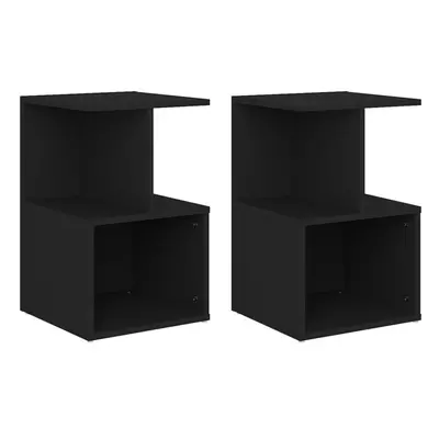 vidaXL 2x Bedside Cabinets Black Chipboard Bed Stand Side Tables Nightstand