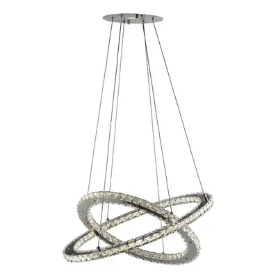 2 Ring LED light Decorative Ceiling Pendant In Chrome