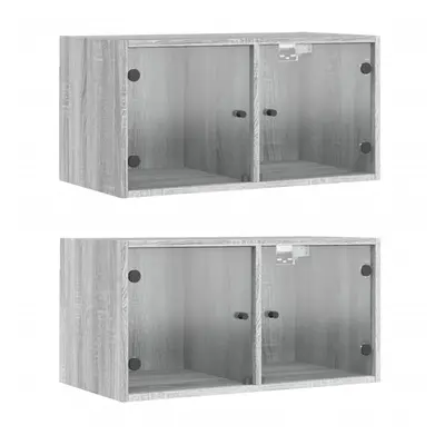 (grey sonoma, pcs) vidaXL Wall Cabinets with Glass Doors Bathroom Cupboard Wall Storage Cabinet