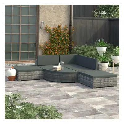 6 Piece Garden Lounge Set with Cushions Poly Rattan Grey