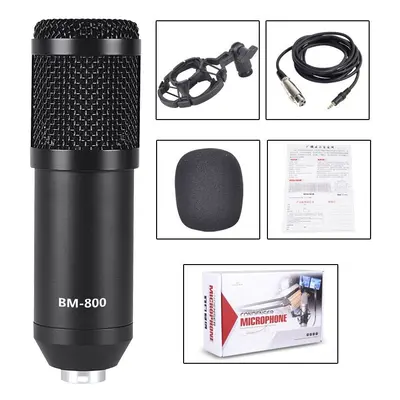 (Black) Professional Condenser Microphone Studio Broadcasting Singing Audio Recording Mic