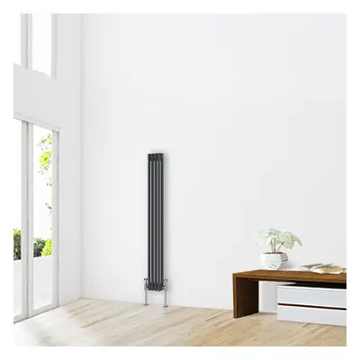 (1500 x 200mm-2 Column) NRG Traditional Anthracite Cast Iron Style Radiator